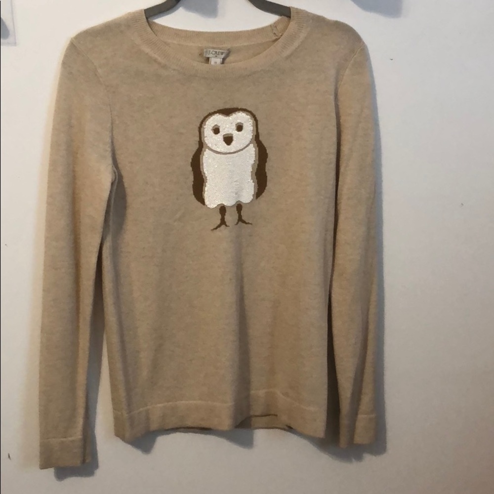 J. Crew Wool Blend Sequin Owl Sweater